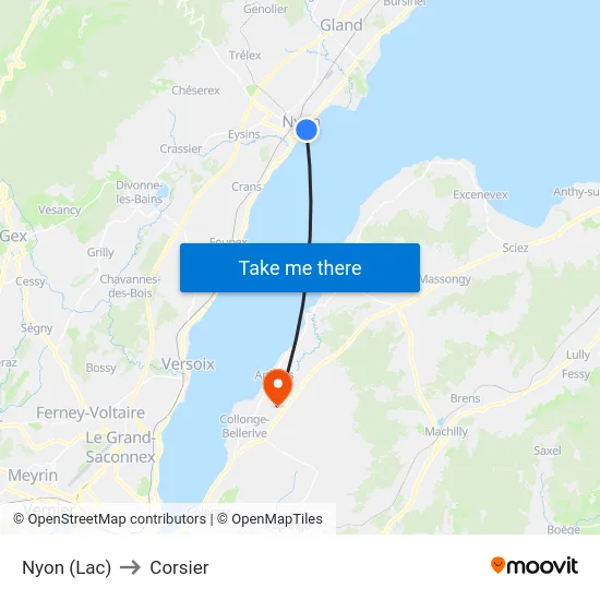 Nyon (Lac) to Corsier map