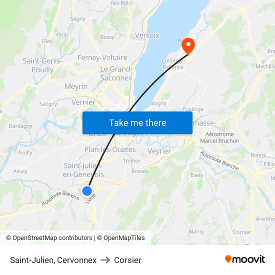 Saint-Julien, Cervonnex to Corsier map