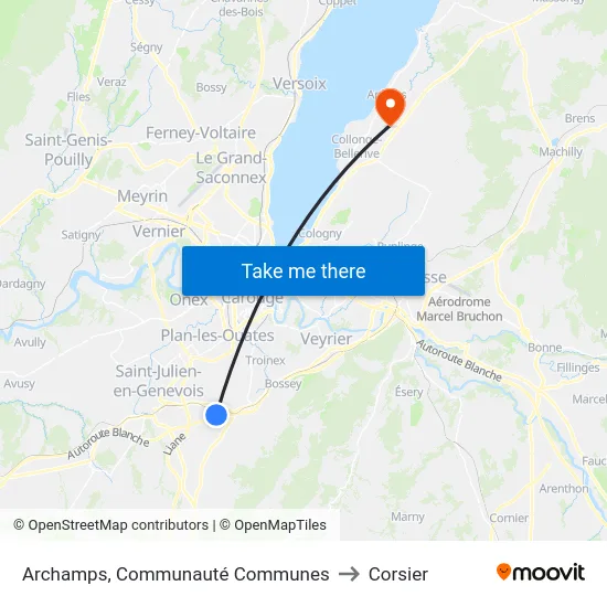 Archamps, Communauté Communes to Corsier map