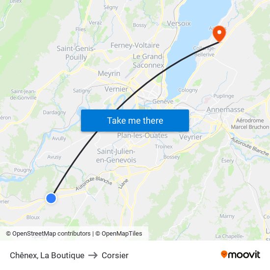 Chênex, La Boutique to Corsier map