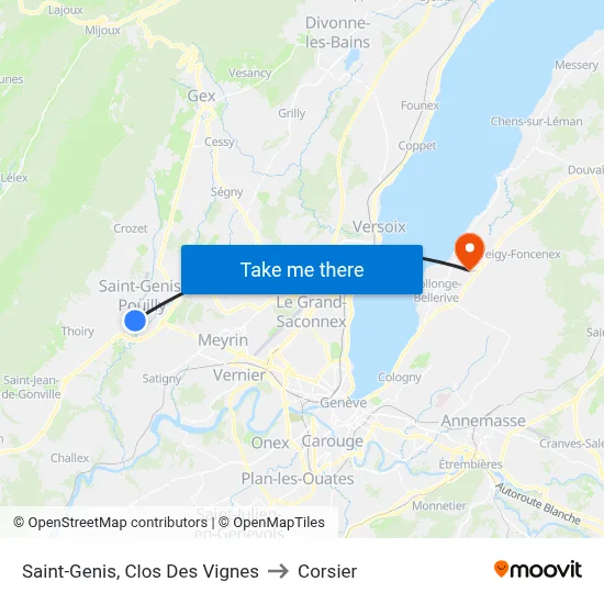 Saint-Genis, Clos Des Vignes to Corsier map