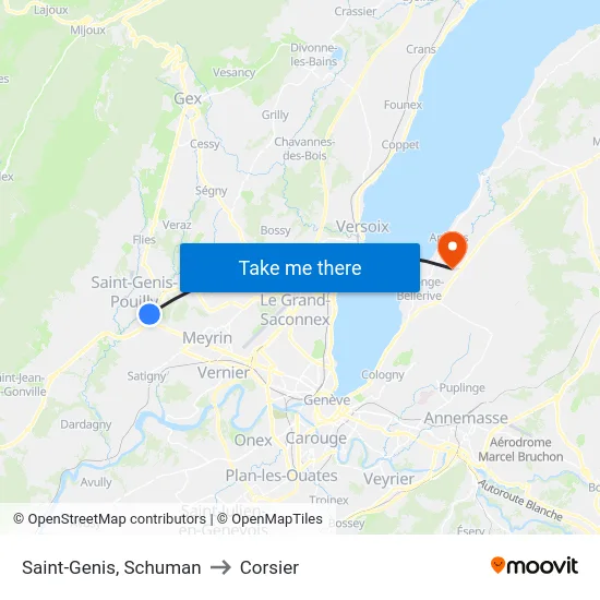 Saint-Genis, Schuman to Corsier map