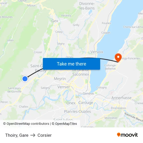 Thoiry, Gare to Corsier map