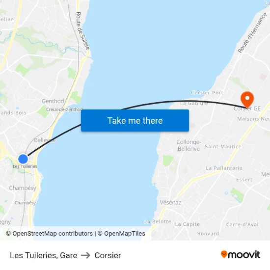 Les Tuileries, Gare to Corsier map