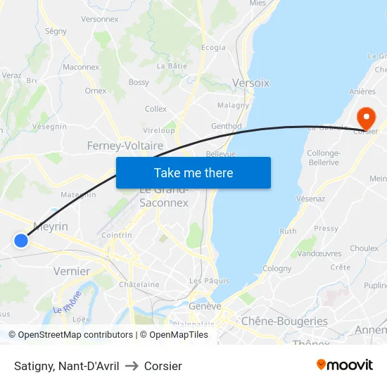 Satigny, Nant-D'Avril to Corsier map