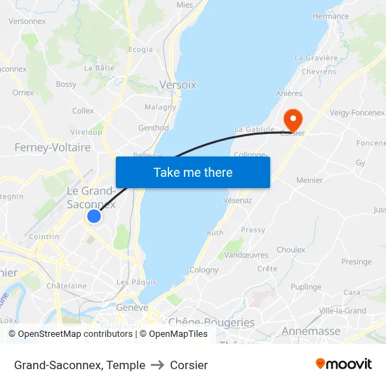 Grand-Saconnex, Temple to Corsier map