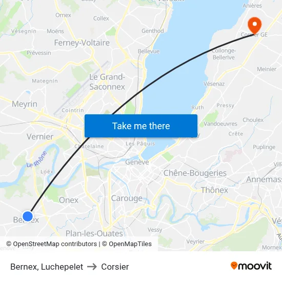Bernex, Luchepelet to Corsier map