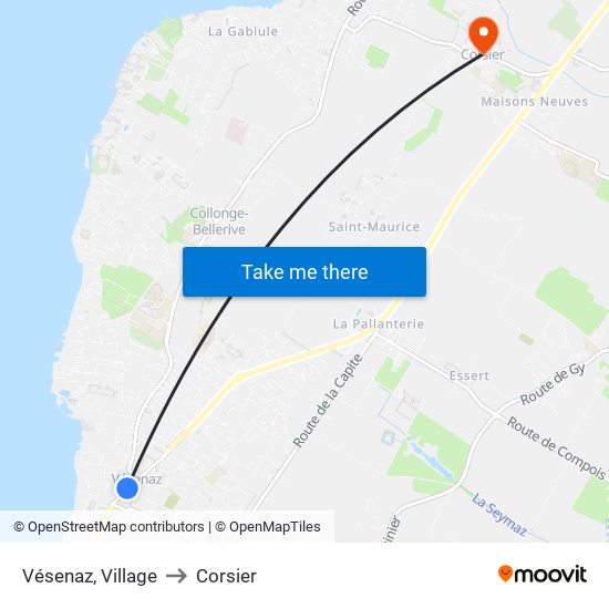 Vésenaz, Village to Corsier map