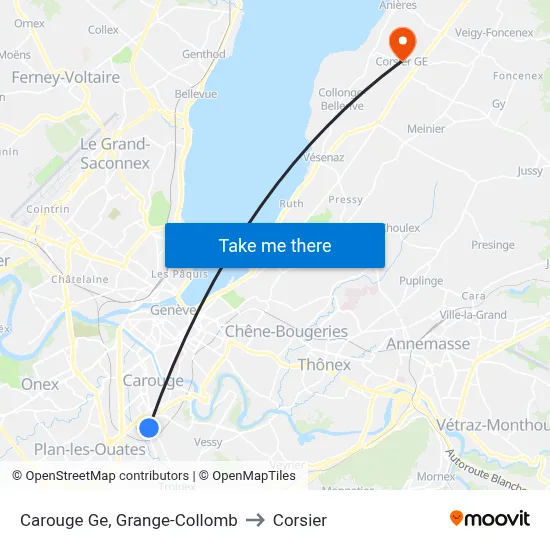 Carouge Ge, Grange-Collomb to Corsier map