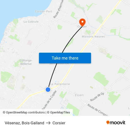 Vésenaz, Bois-Galland to Corsier map