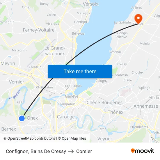 Confignon, Bains De Cressy to Corsier map