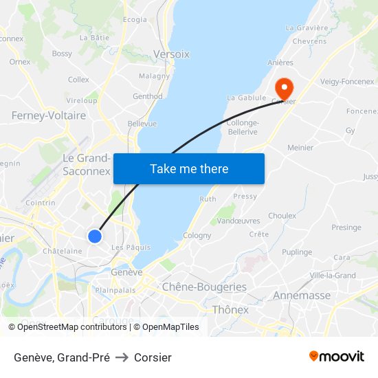 Genève, Grand-Pré to Corsier map