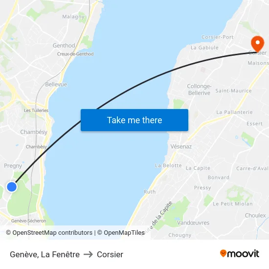 Genève, La Fenêtre to Corsier map