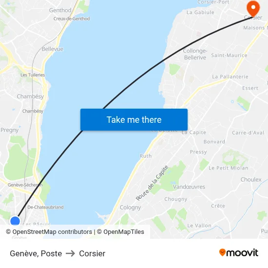 Genève, Poste to Corsier map