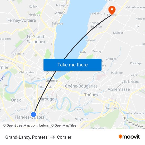 Grand-Lancy, Pontets to Corsier map