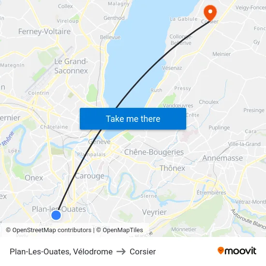 Plan-Les-Ouates, Vélodrome to Corsier map