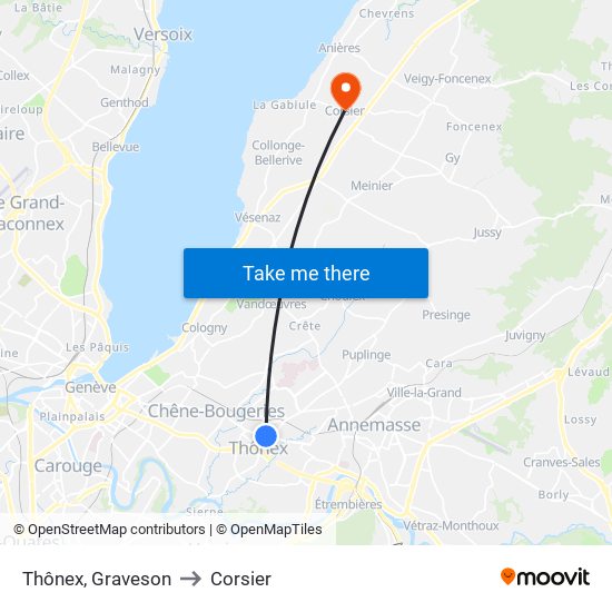 Thônex, Graveson to Corsier map