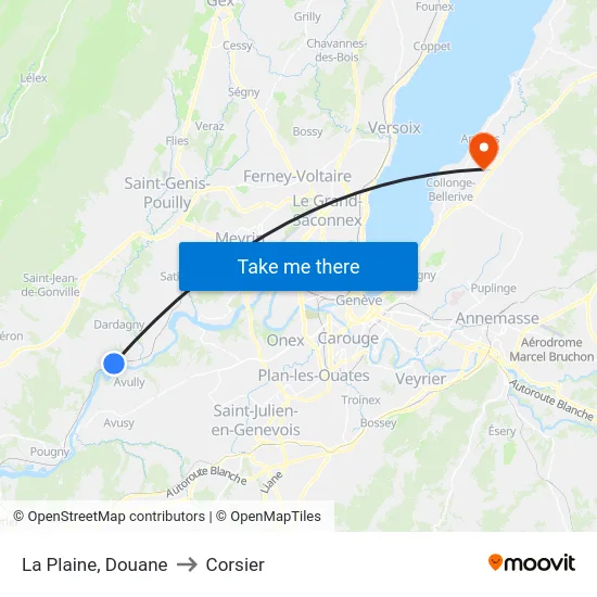 La Plaine, Douane to Corsier map