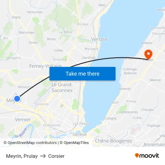 Meyrin, Prulay to Corsier map