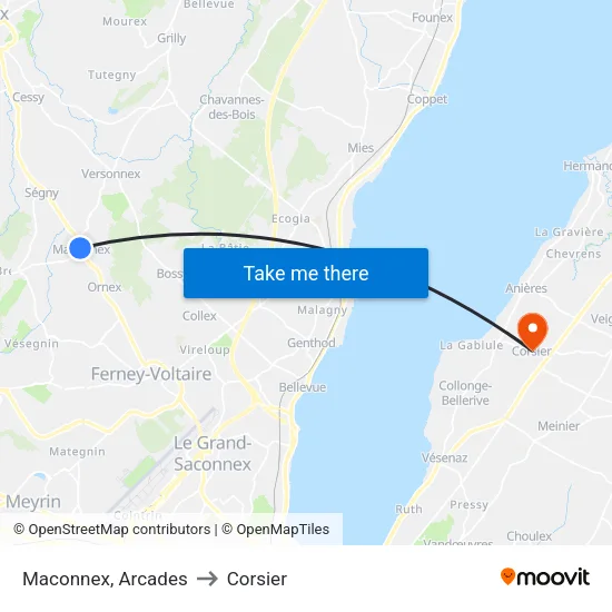 Maconnex, Arcades to Corsier map