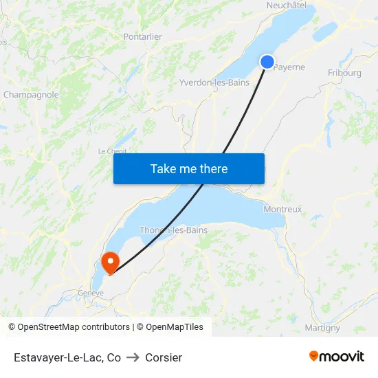 Estavayer-Le-Lac, Co to Corsier map
