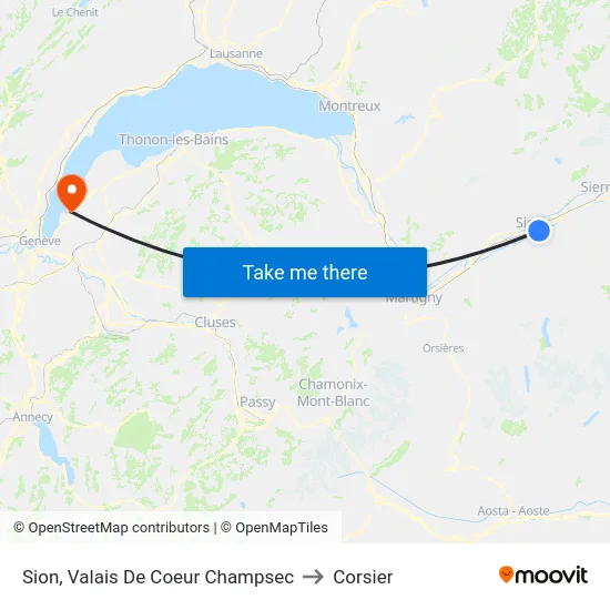 Sion, Valais De Coeur Champsec to Corsier map