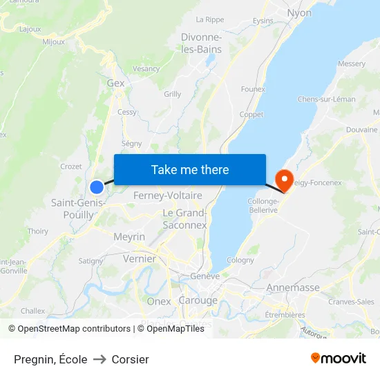 Pregnin, École to Corsier map
