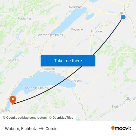 Wabern, Eichholz to Corsier map