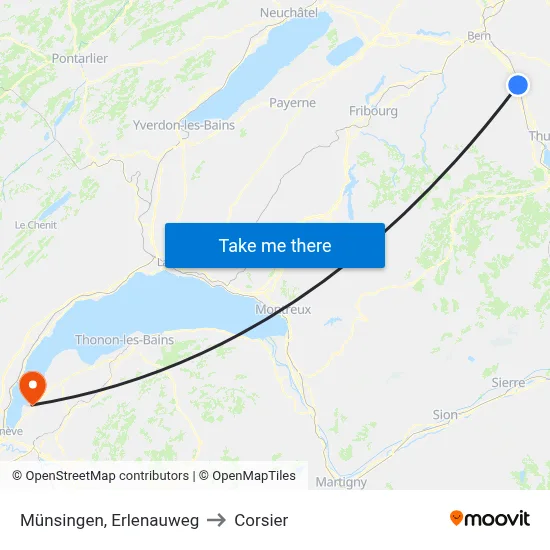 Münsingen, Erlenauweg to Corsier map