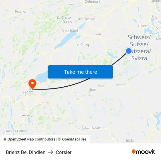 Brienz Be, Dindlen to Corsier map