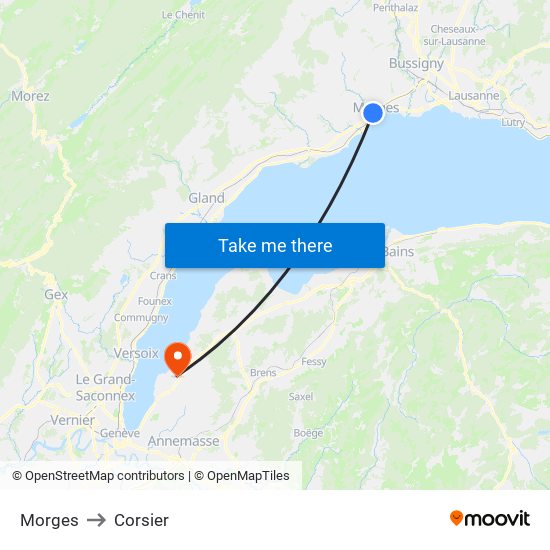 Morges to Corsier map