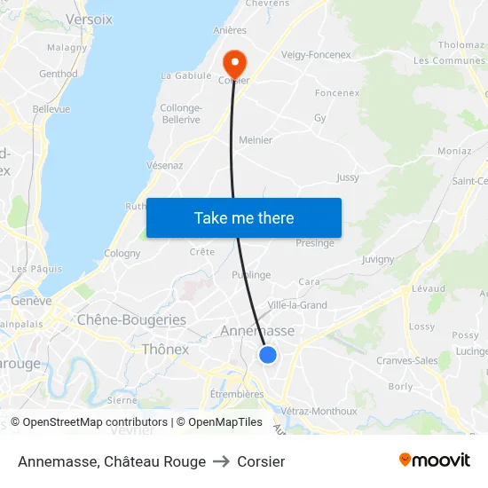 Annemasse, Château Rouge to Corsier map