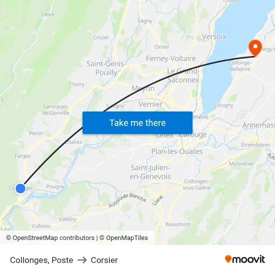 Collonges, Poste to Corsier map