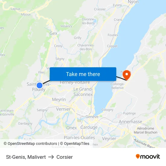 St-Genis, Malivert to Corsier map