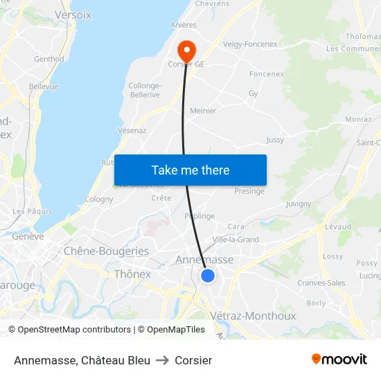 Annemasse, Château Bleu to Corsier map