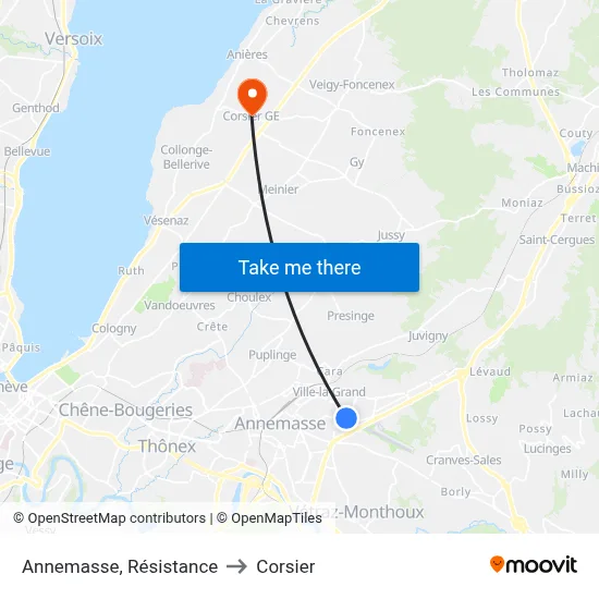Annemasse, Résistance to Corsier map
