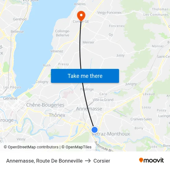 Annemasse, Route De Bonneville to Corsier map