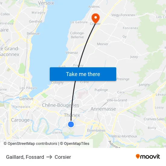 Gaillard, Fossard to Corsier map
