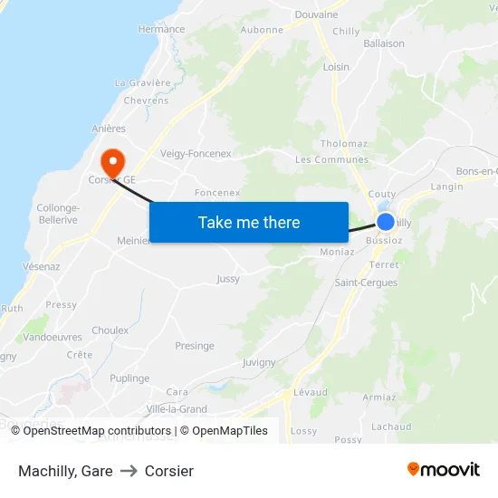 Machilly, Gare to Corsier map