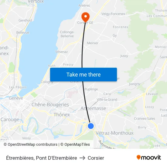 Étrembières, Pont D'Etrembière to Corsier map