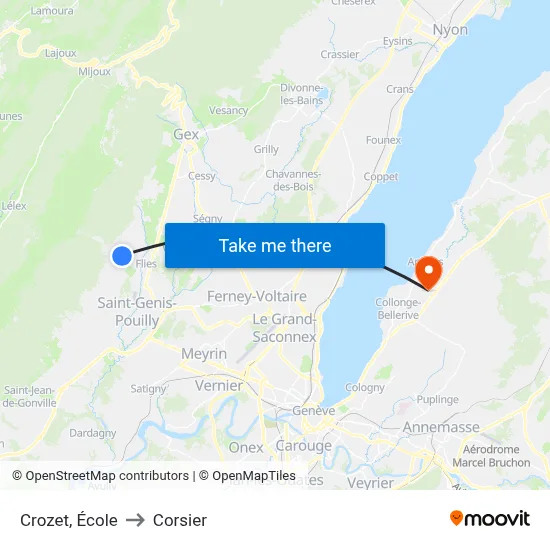 Crozet, École to Corsier map