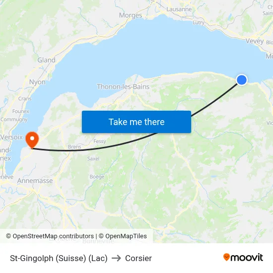 St-Gingolph (Suisse) (Lac) to Corsier map