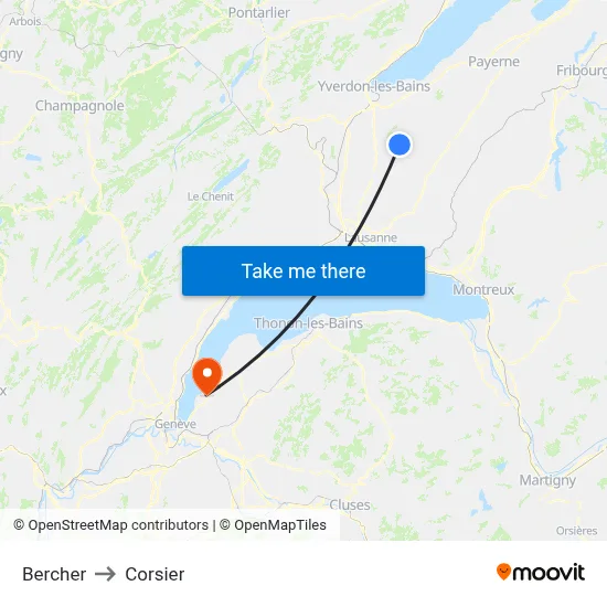 Bercher to Corsier map