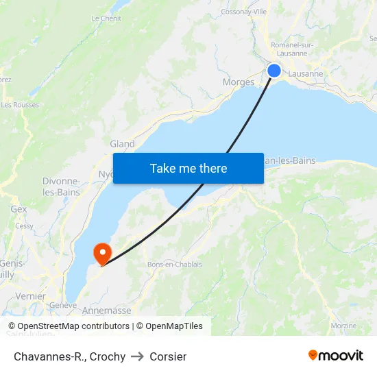 Chavannes-R., Crochy to Corsier map