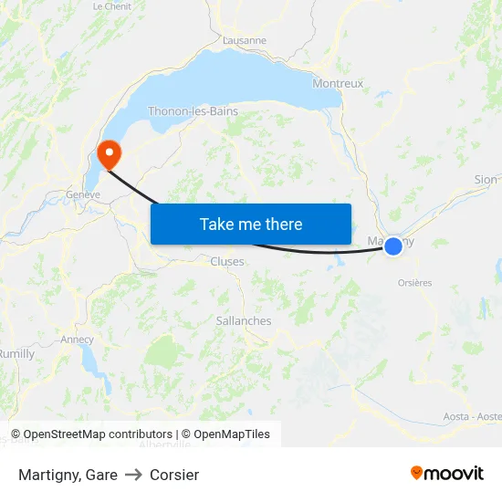 Martigny, Gare to Corsier map