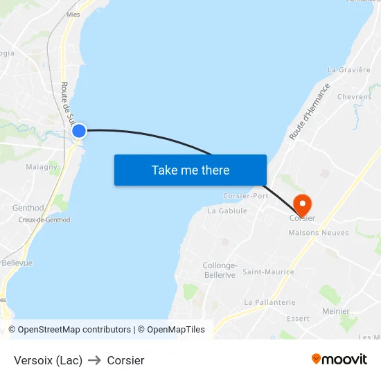 Versoix (Lac) to Corsier map