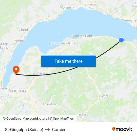 St-Gingolph (Suisse) to Corsier map