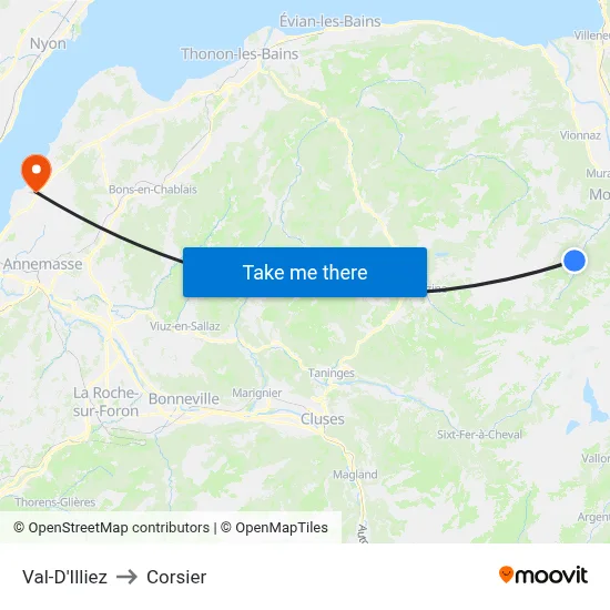 Val-D'Illiez to Corsier map