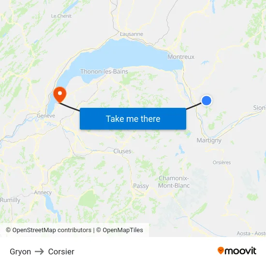 Gryon to Corsier map