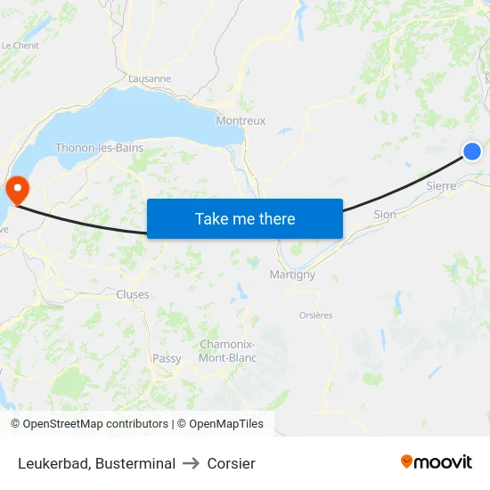 Leukerbad, Busterminal to Corsier map
